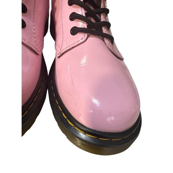 Dr. Martens Girls Pink Patent Leather Lace-Up & Side-Zip Boots Durable Sole Size - Picture 3 of 8